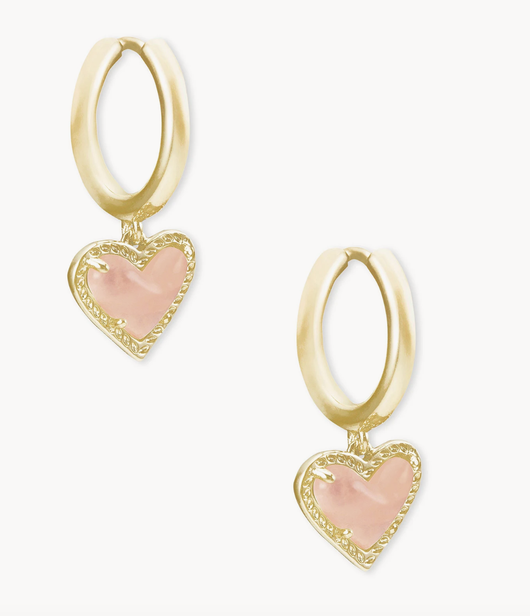 Ari Heart Gold Huggie Rose Quartz