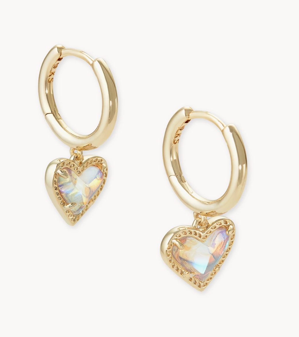 Ari Heart Gold Huggie Dichroic Glass