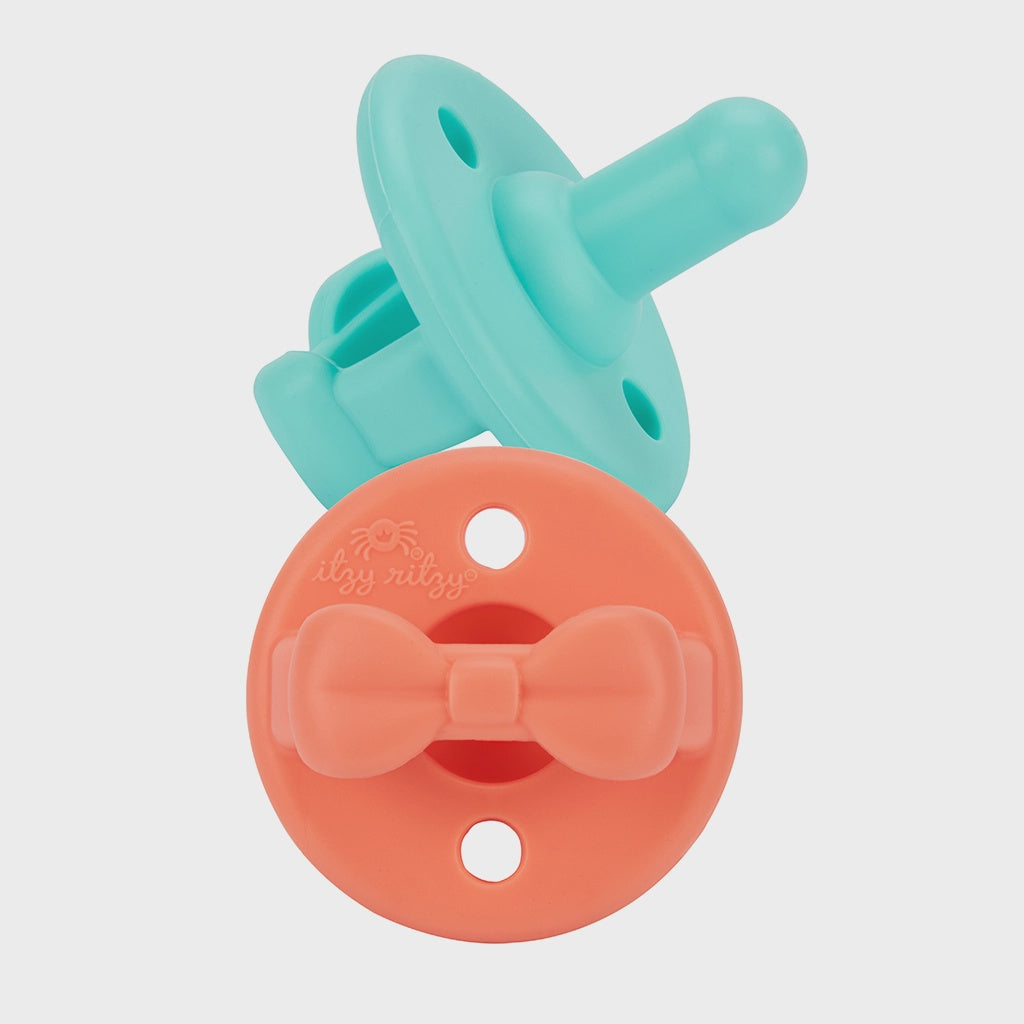 Aquamarine + Peach Sweetie Soother Pacifier Set