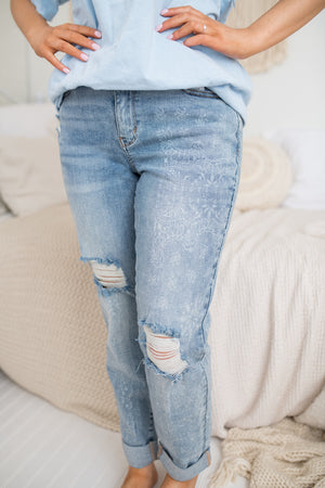 Morgan Paisley Print Boyfriend Jeans