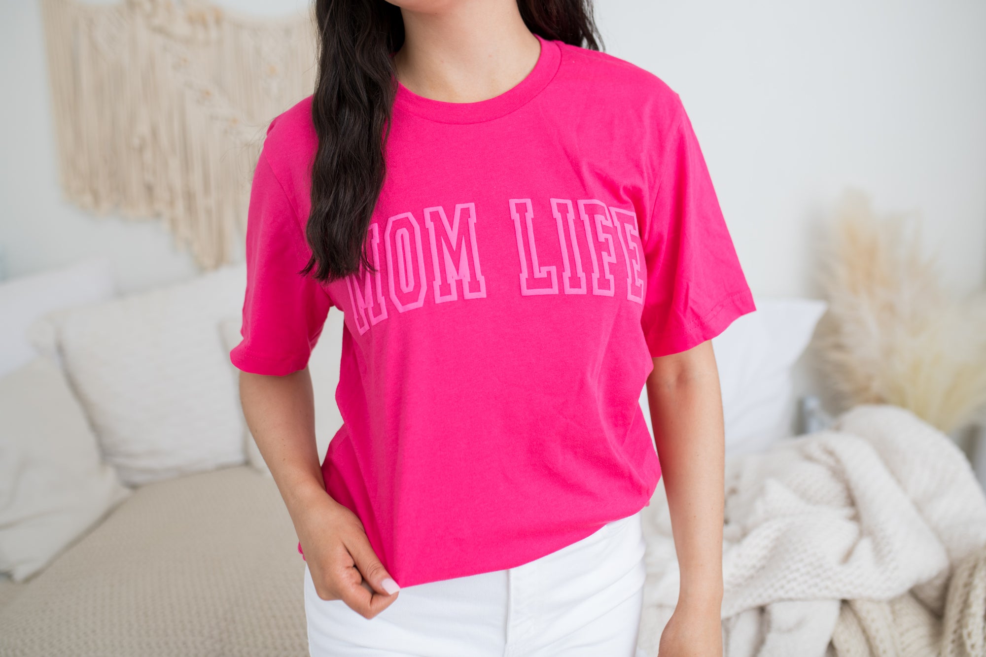 Mom Life Pink Puff Graphic Tee