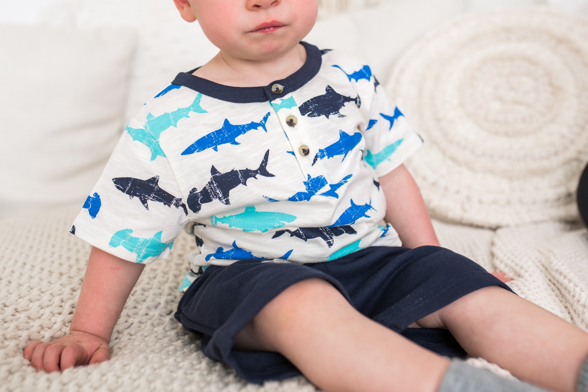 Sea Sharks Toddler Henley Tee