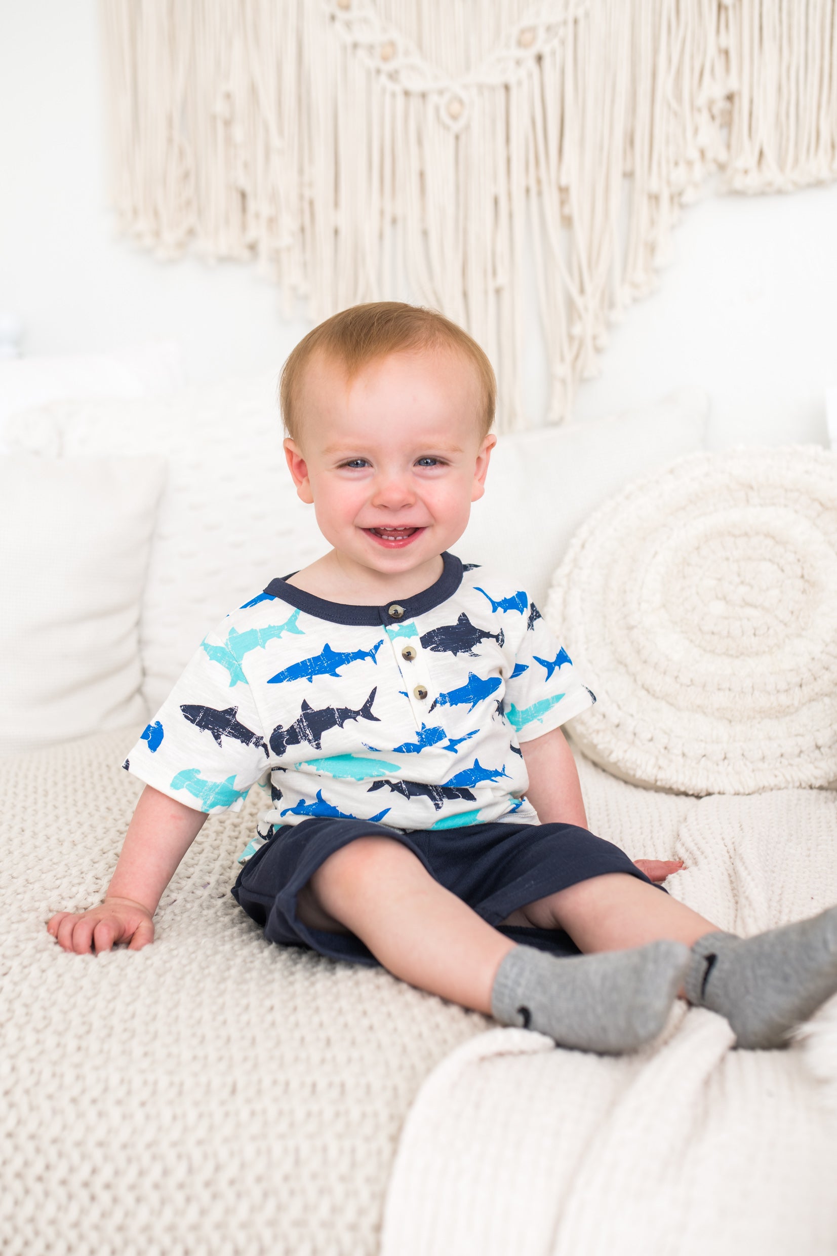 Sea Sharks Toddler Henley Tee