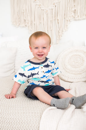 Sea Sharks Toddler Henley Tee