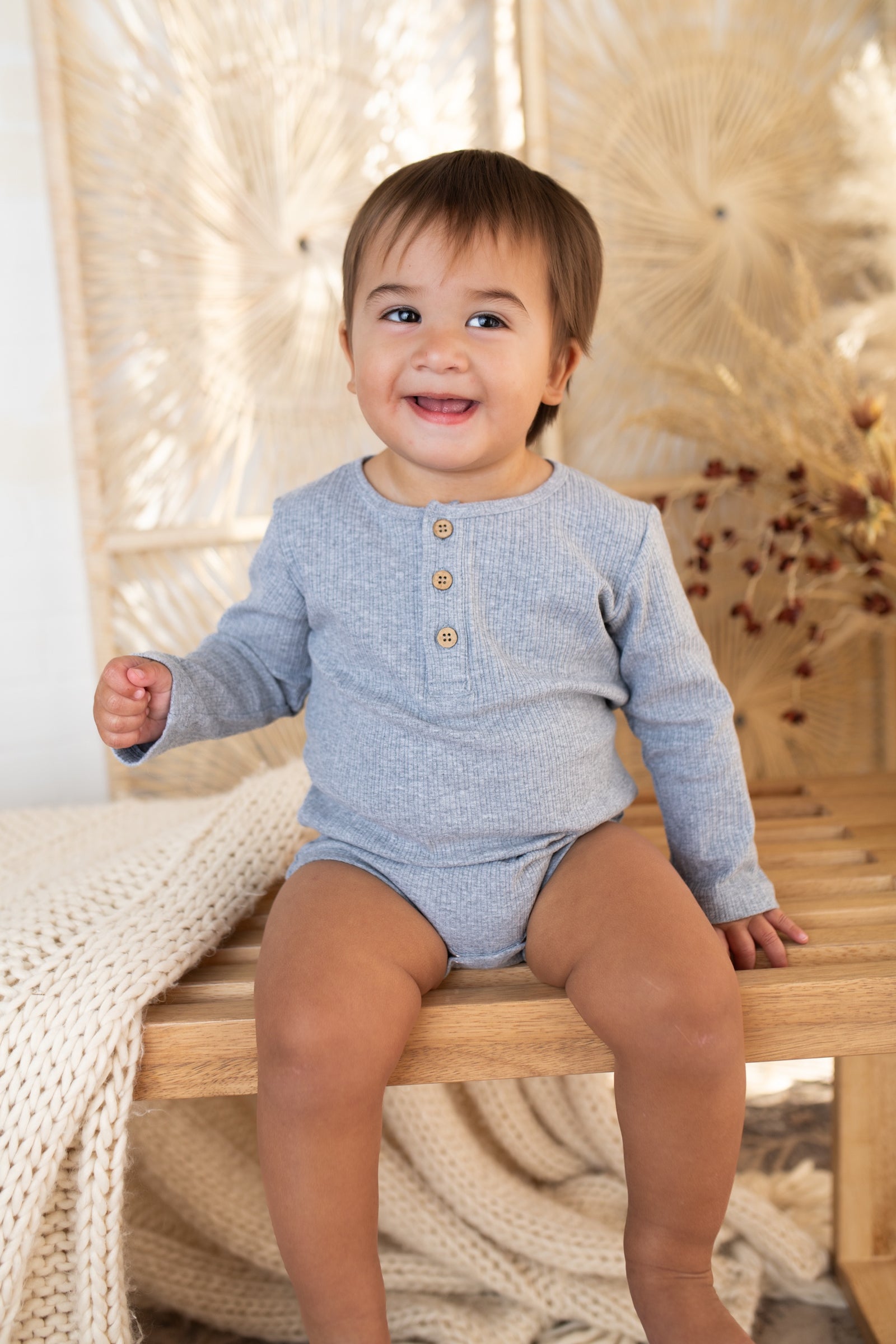 Aynor Ribbed Grey Onesie