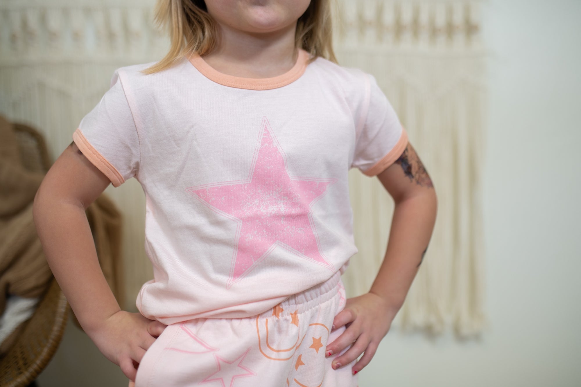 Heavenly Pink Distressed Star Graphic Tee