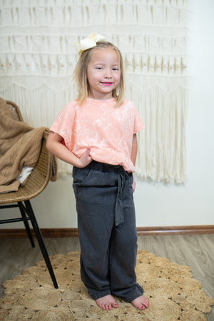 Girl's Charcoal Wide Leg Pants