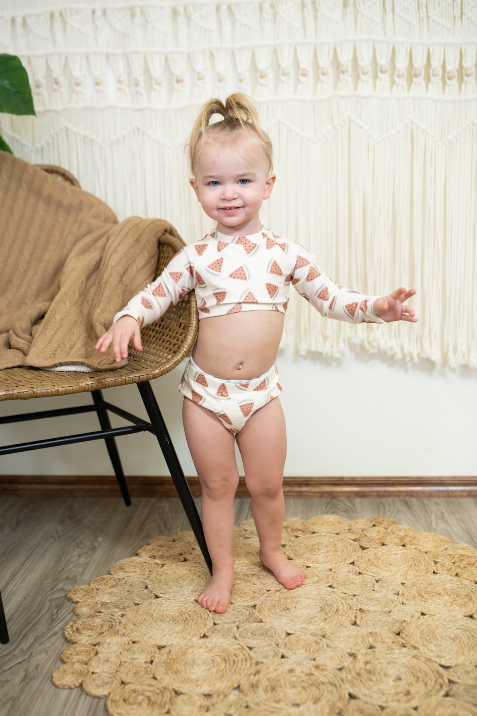 Girls Watermelon Crop Two Piece Swim Set