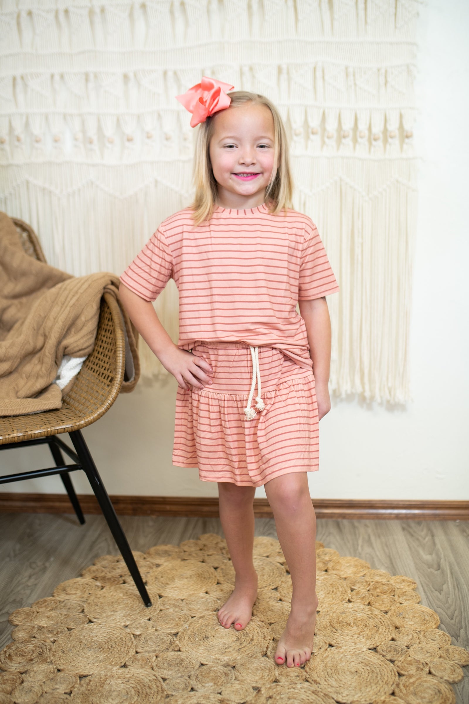 Girls Boxy Tee Strawberry Stripe