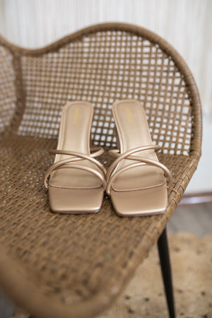 Jenna Champagne Square-toe padded strappy heel Sandal