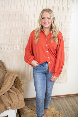 Rust Button Up Top