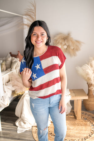 Knit American Flag Crochet Top