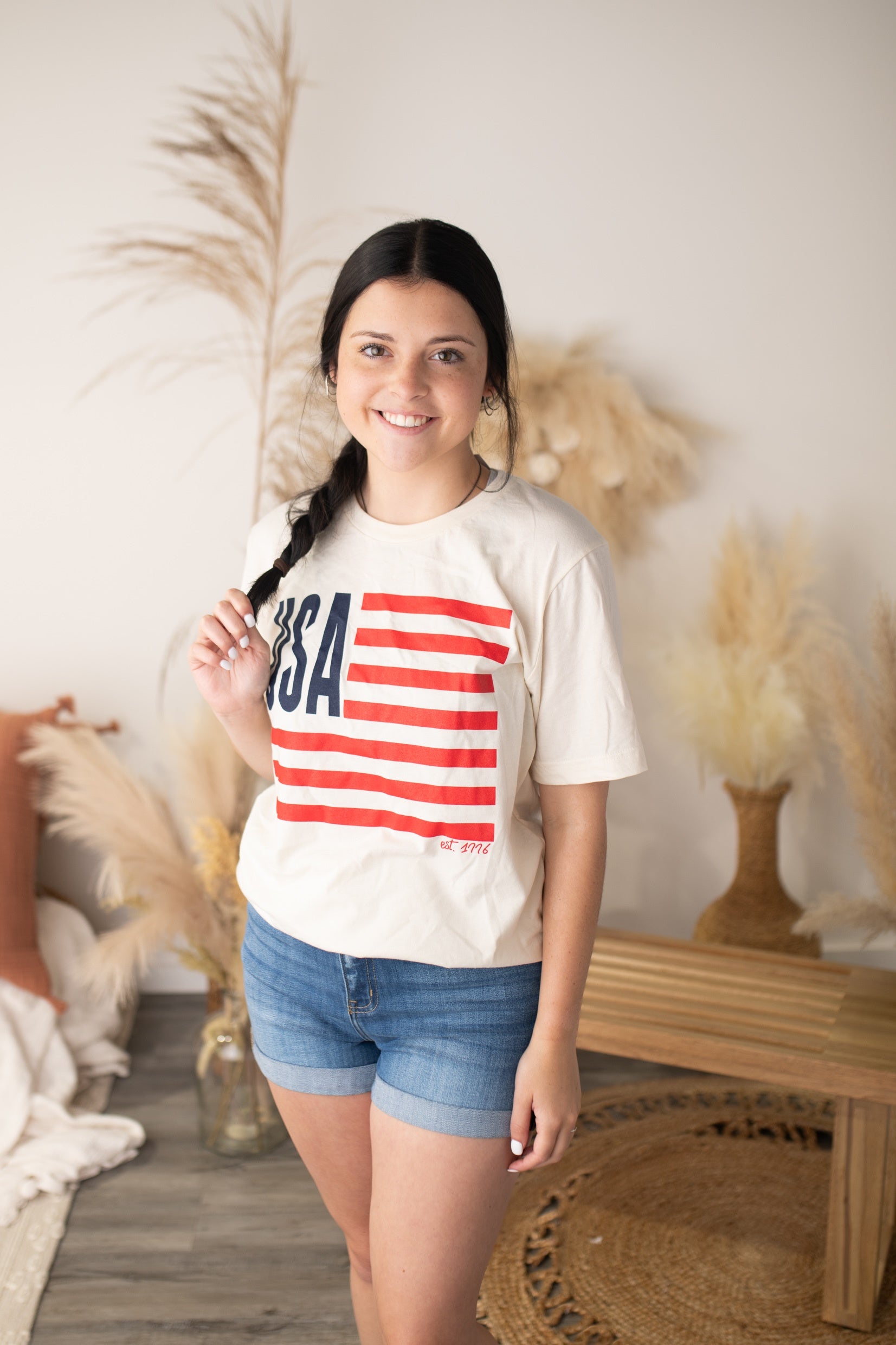 USA Flag T-Shirt-Natural