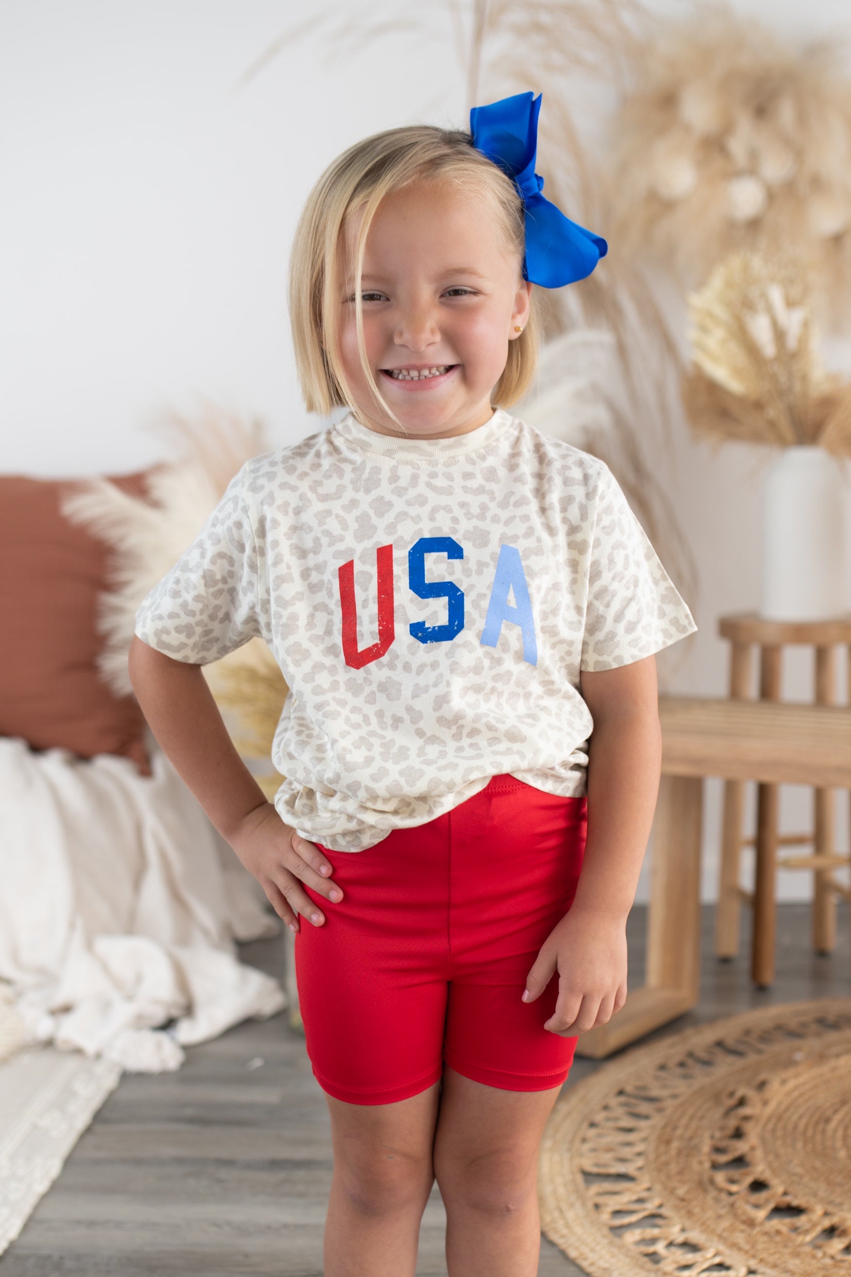 USA Leopard Graphic Kid Tee