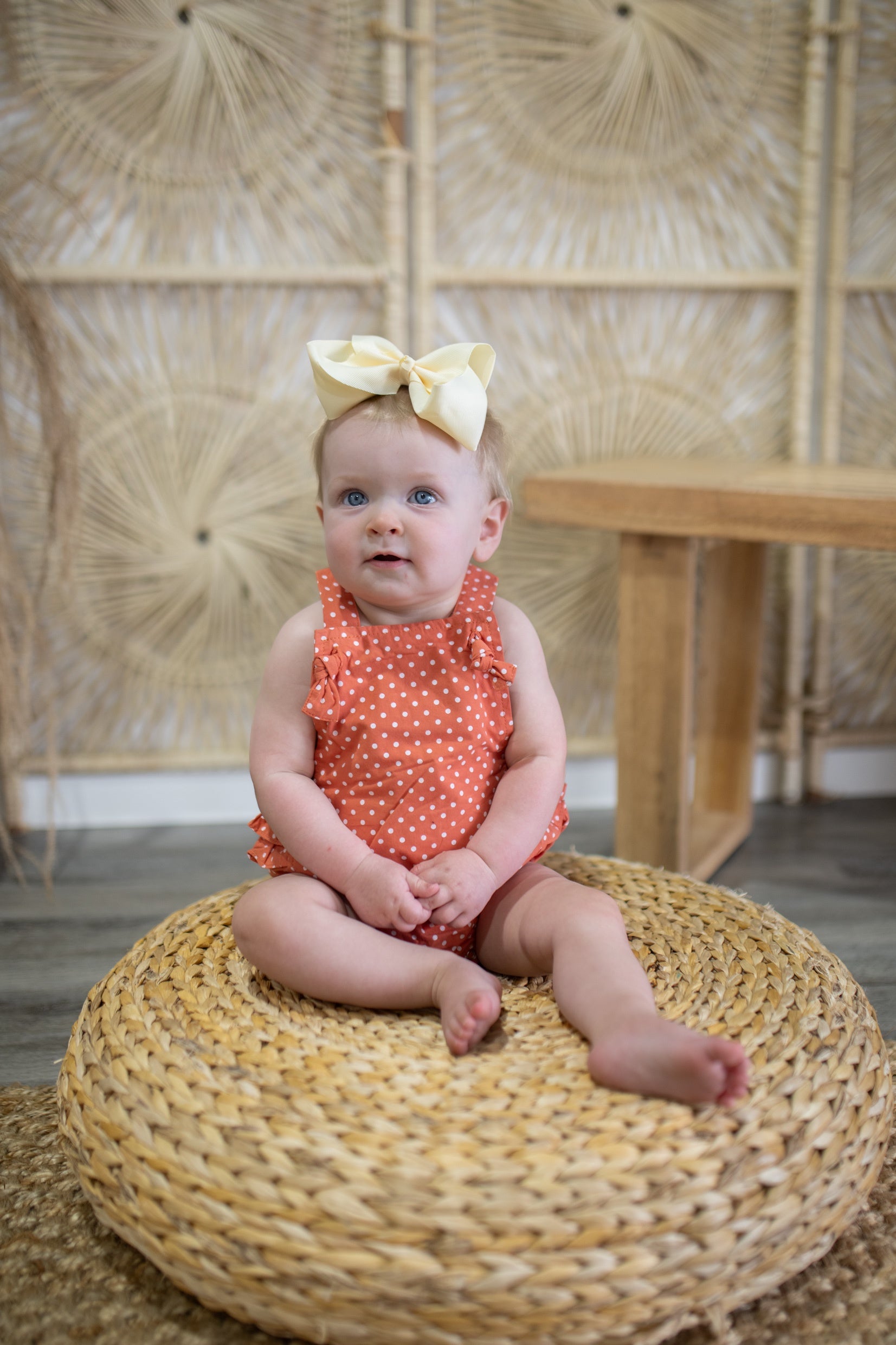 Ivy Bubble Romper-Coral Dot's