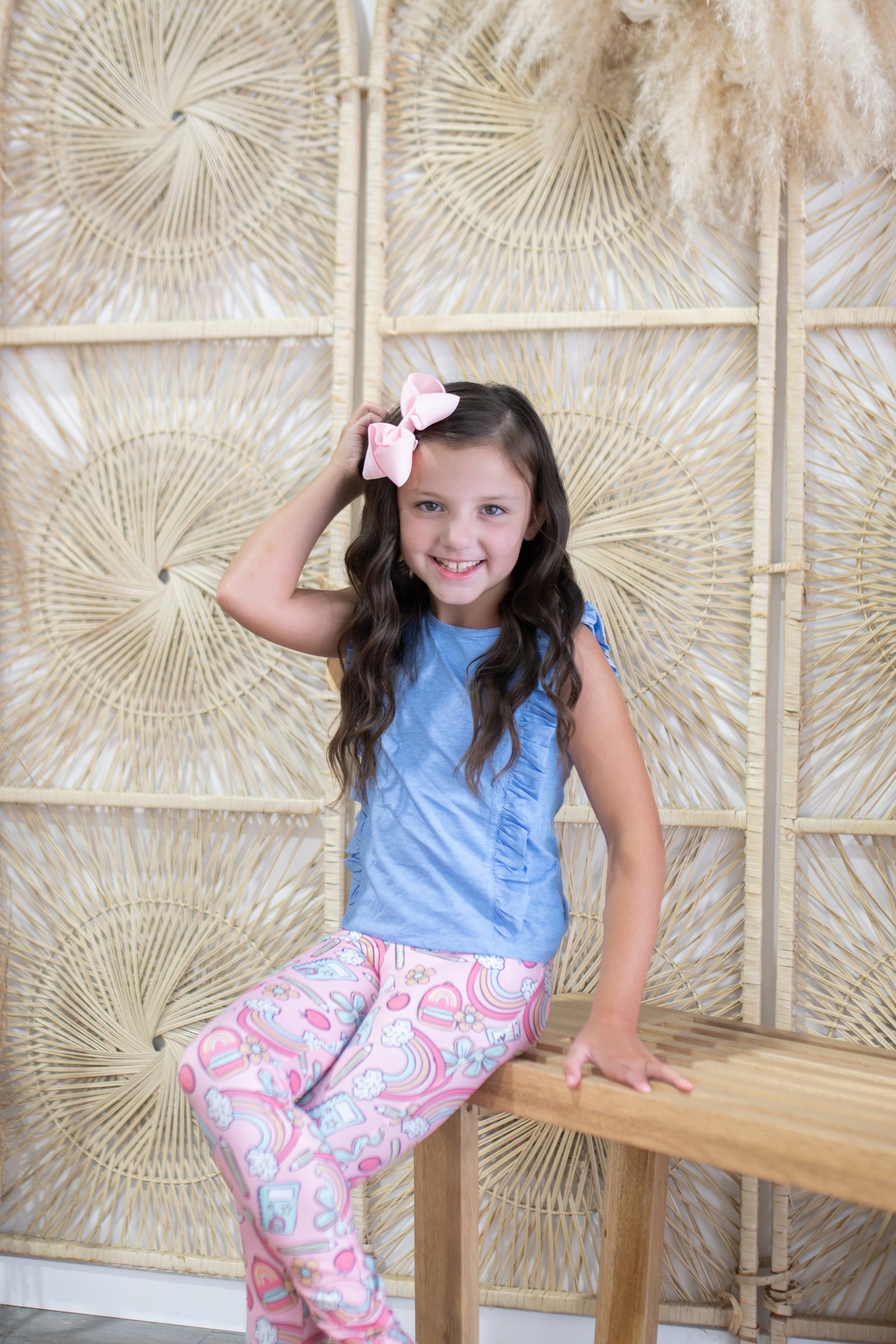 Ruffle Sleeveless Blue Top