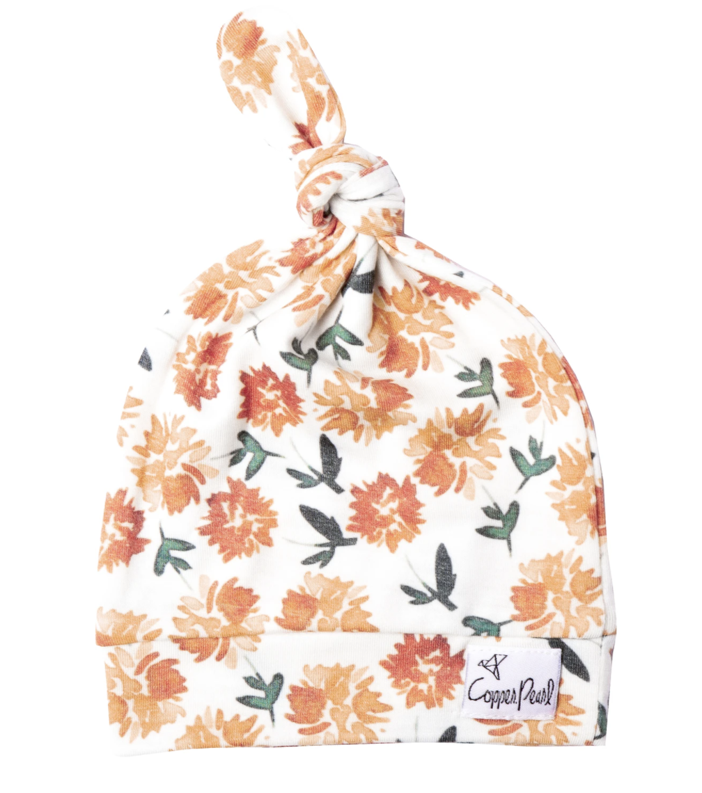 Hazel Copper Pearl Top Knot Hat