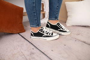 Dako Black Canvas Lace-Up Shoe