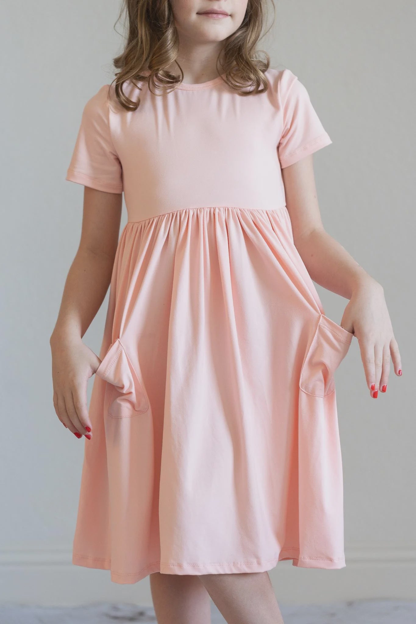 Peach Pocket Twirl Dress