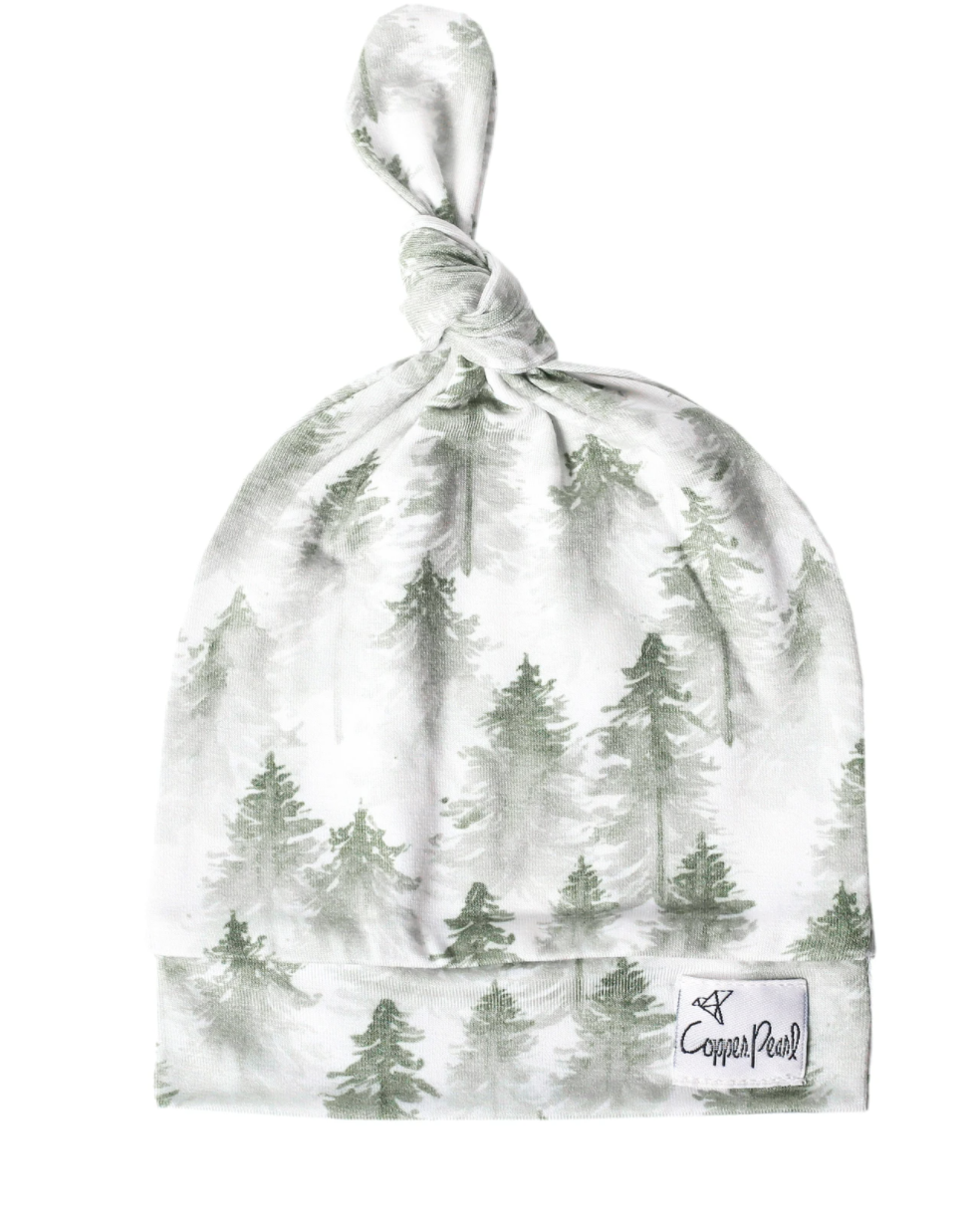 Evergreen Copper Pearl Top Knot Hat