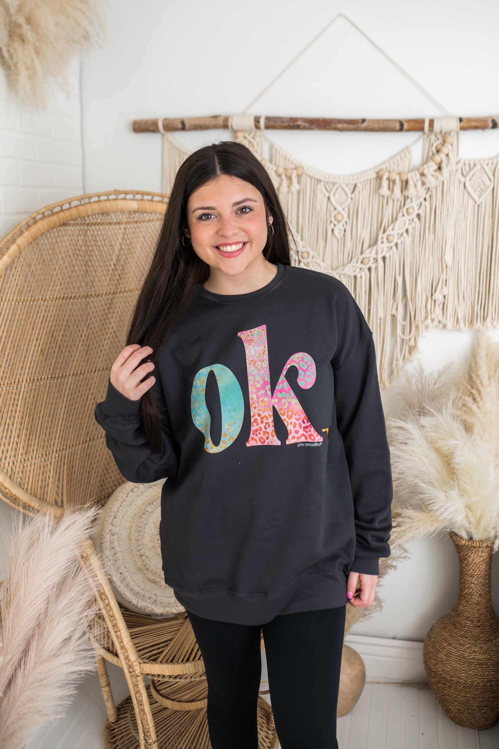 Multicolored Leopard OK Sweatshirt