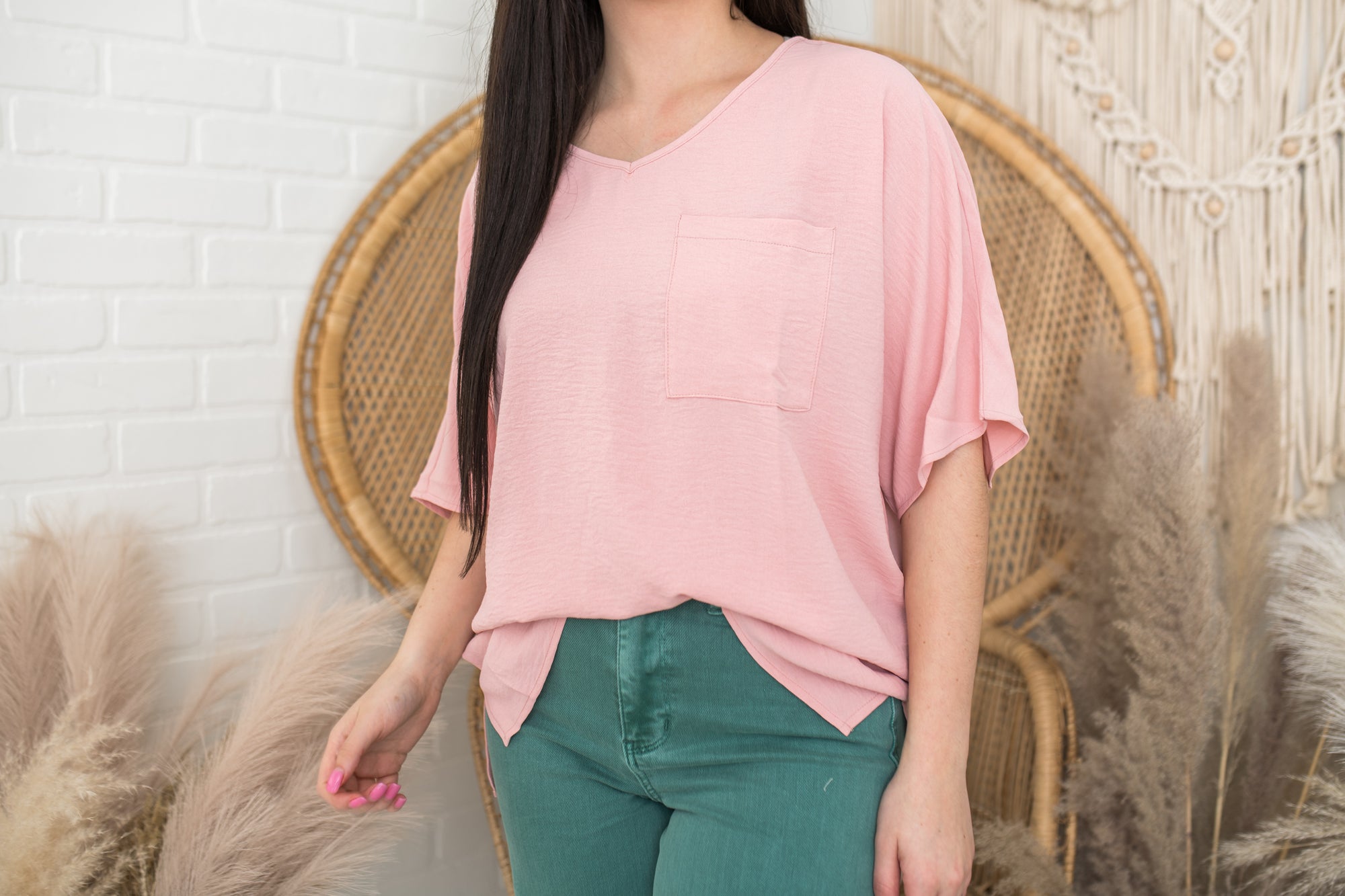 Baby Pink Basic Top w/ Pocket