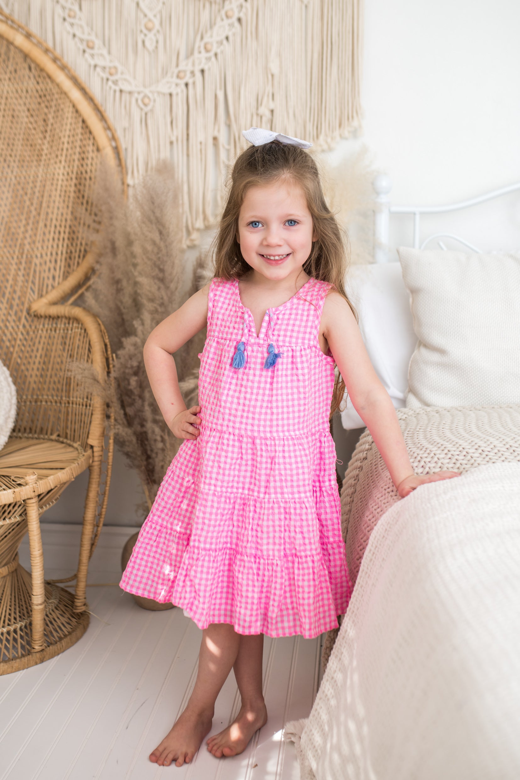 Pink Gingham Dress Girls