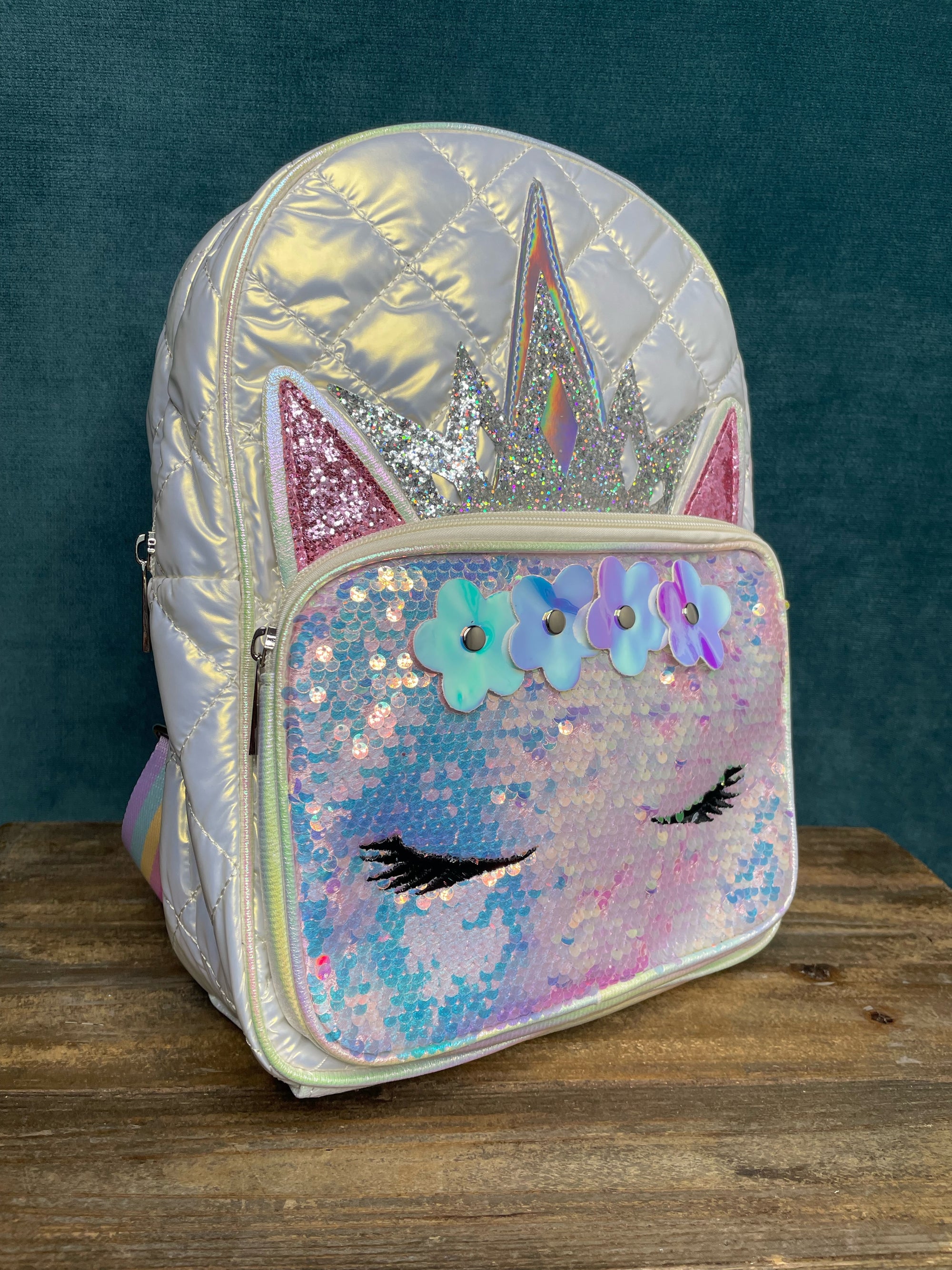 Pink Unicorn Back Pack with Flowers