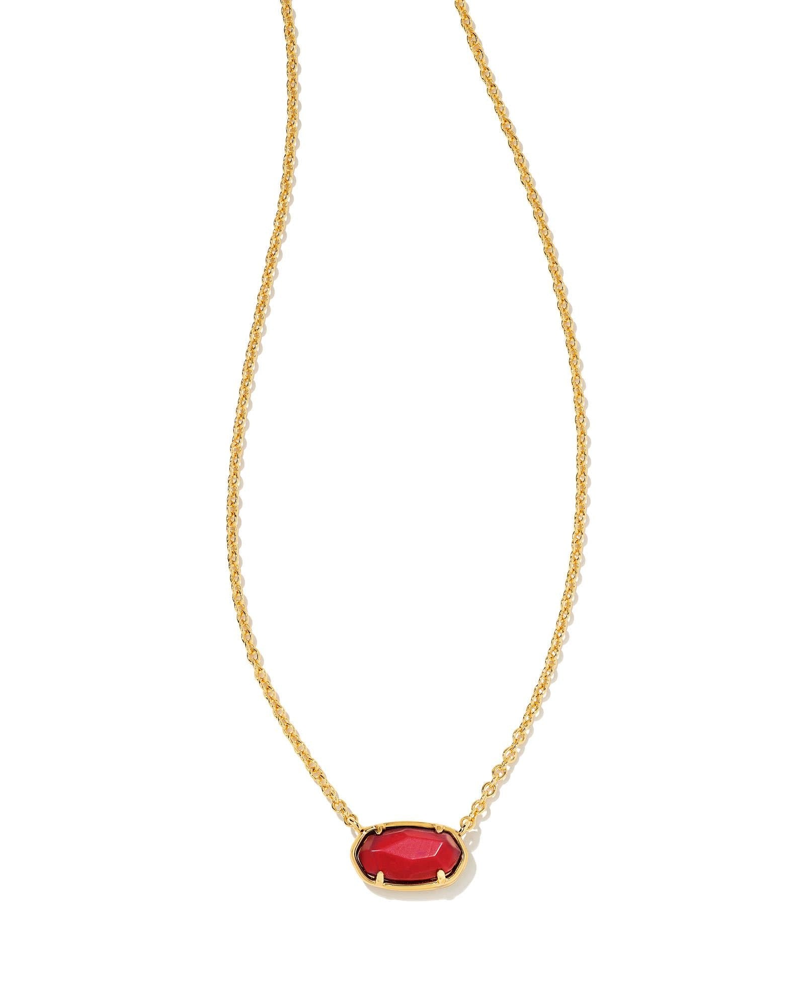 Grayson Short Pendant Necklace-Gold Maroon Magnesite