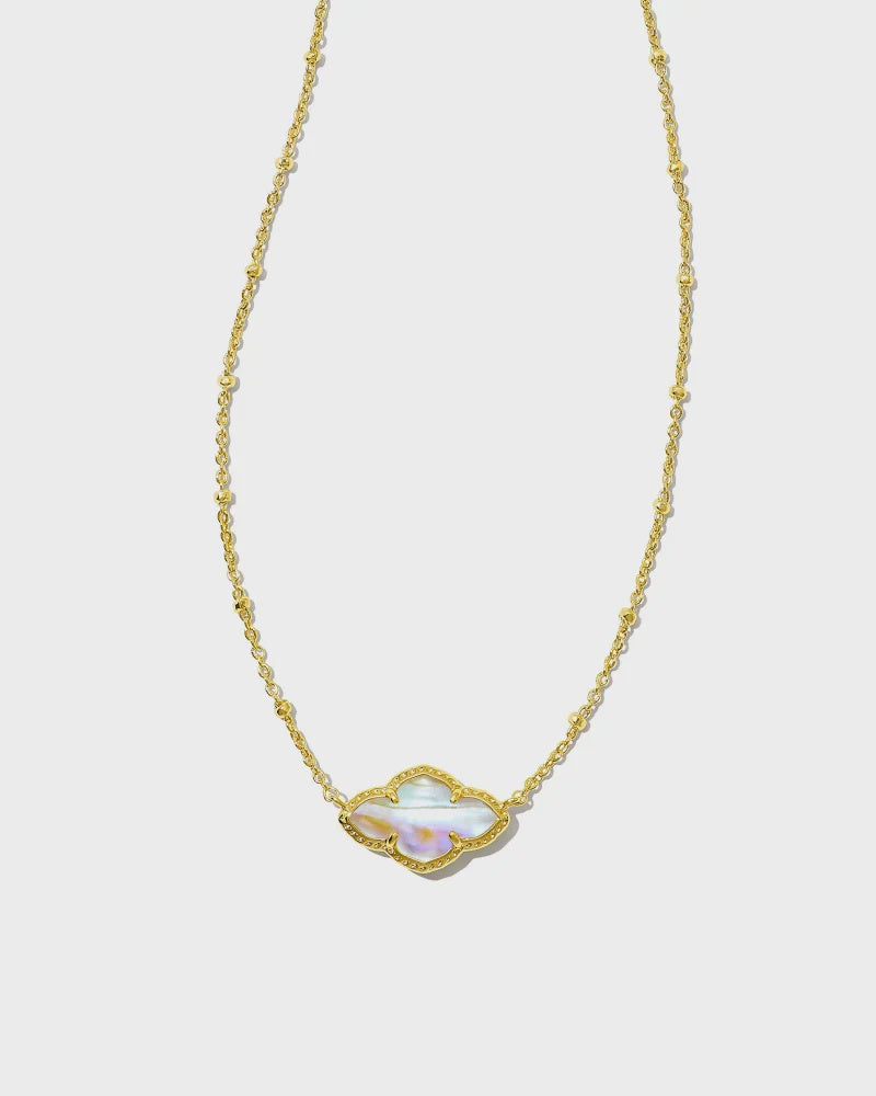 Abbie Pendant Necklace- Gold Iridescent Abalone