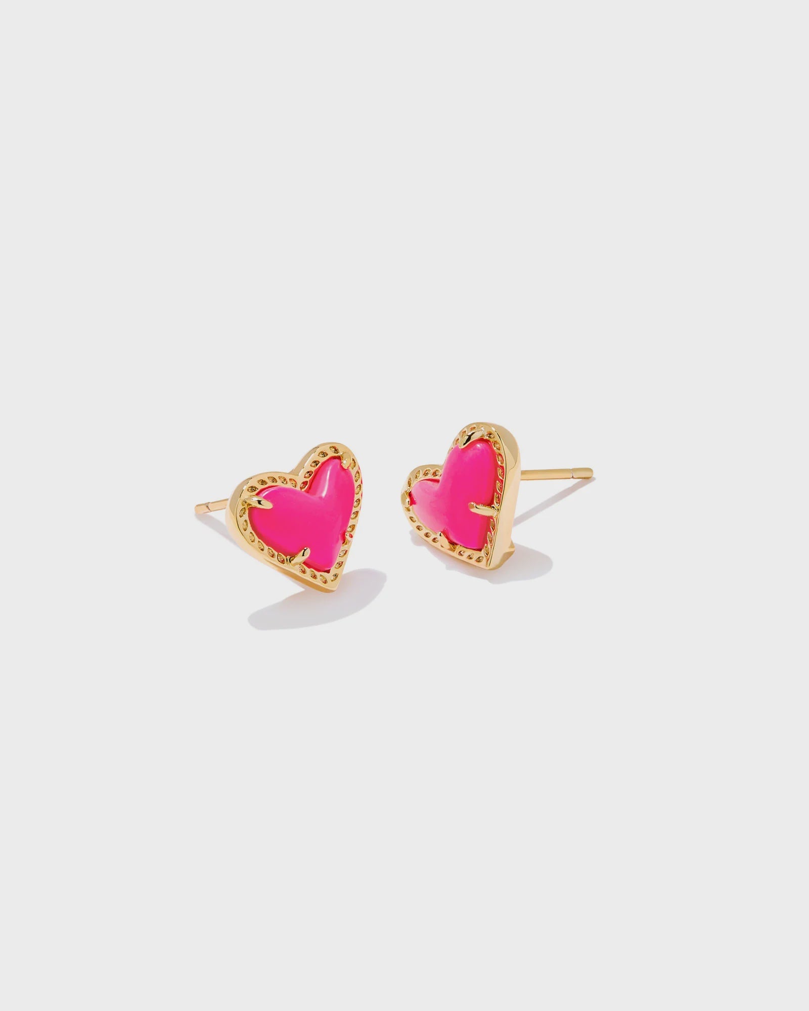 Ari Heart Neon Pink Gold Stud Drusy