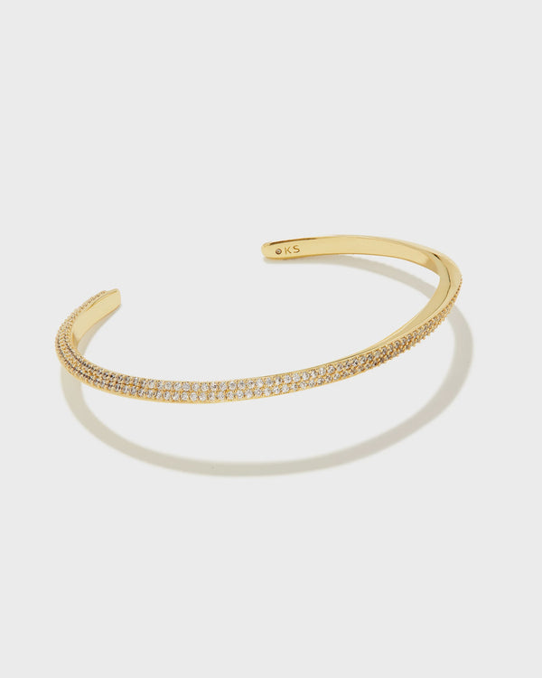 Grayson Gold Cuff Bracelet in White Crystal