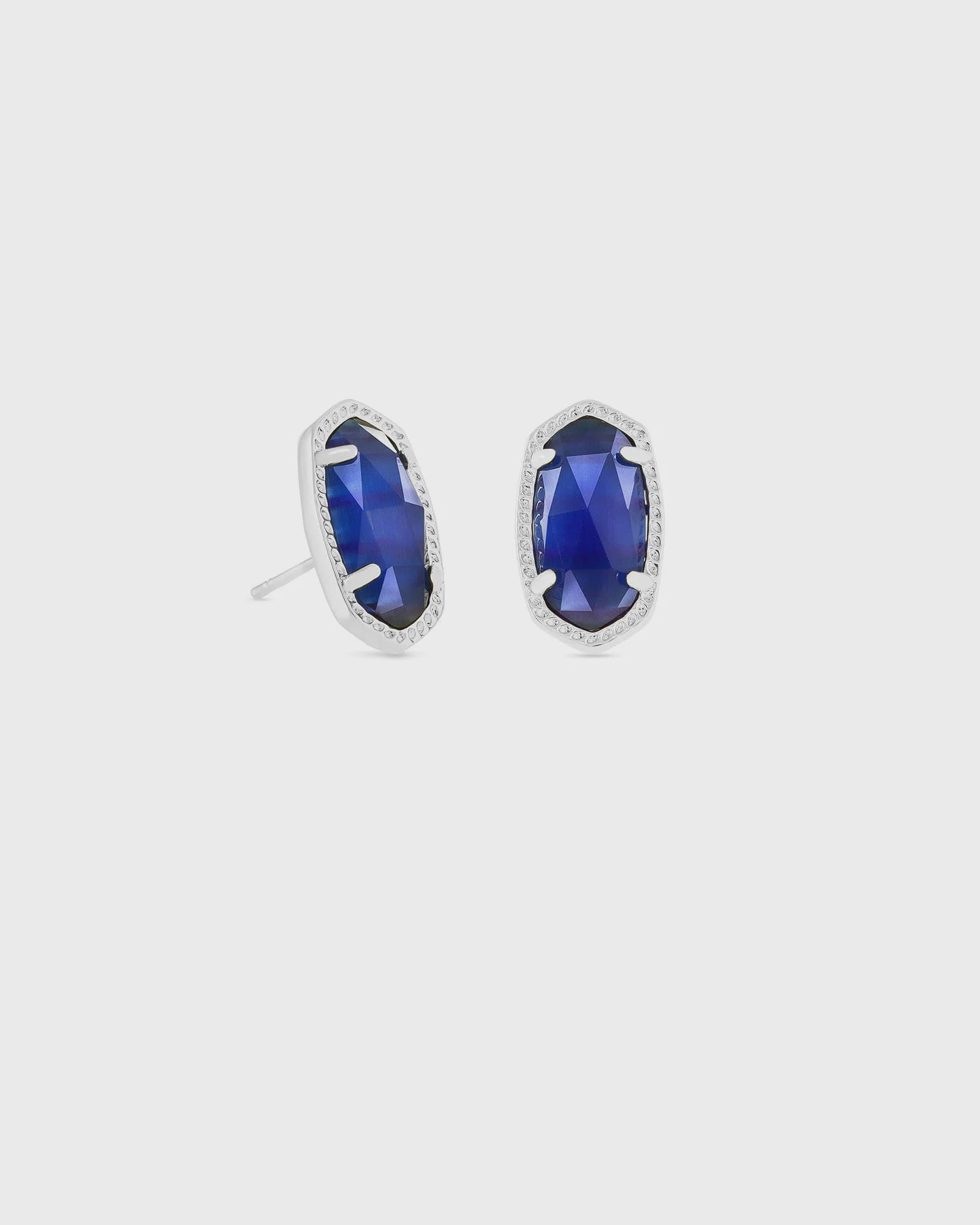 Ellie Stud Earrings Rhod Cobalt Cat's Eye