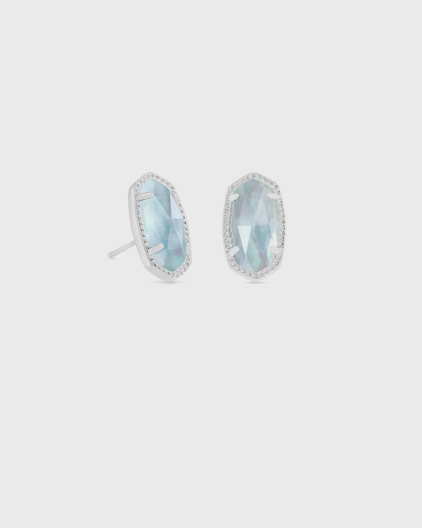 Ellie Stud Earrings Rhod Light Blue Illusion