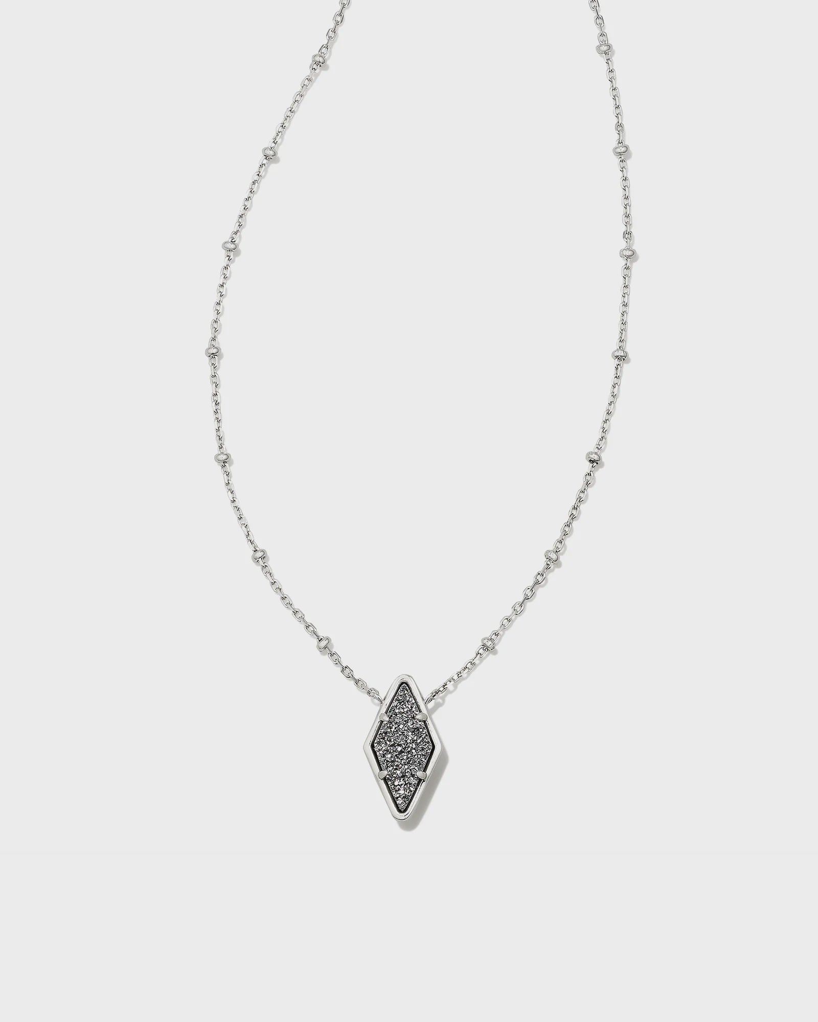 Kinsley Short Pendant Rhod Platinum Drusy