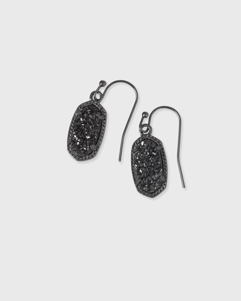 Lee Earrings Gunmetal Black Drusy