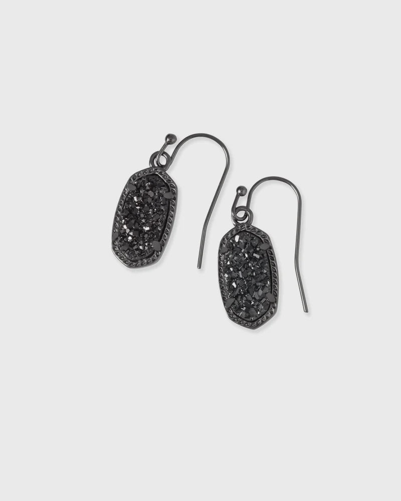 Lee Earrings- Gunmetal Black Drusy