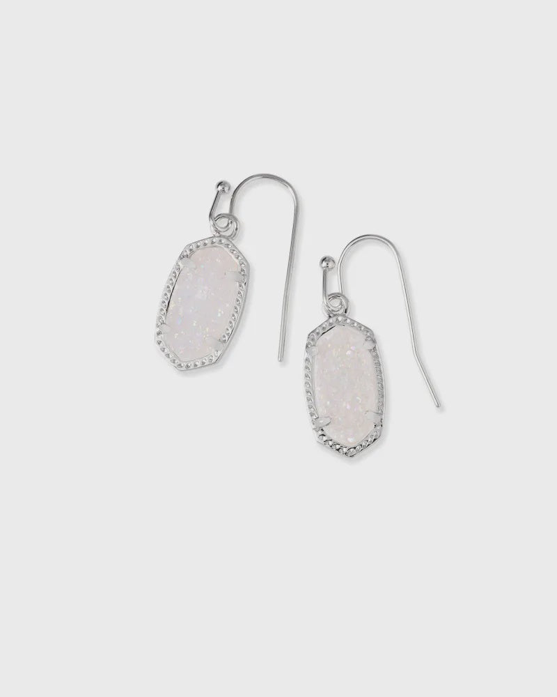 Lee Earrings Rhodium Iridescent Drusy
