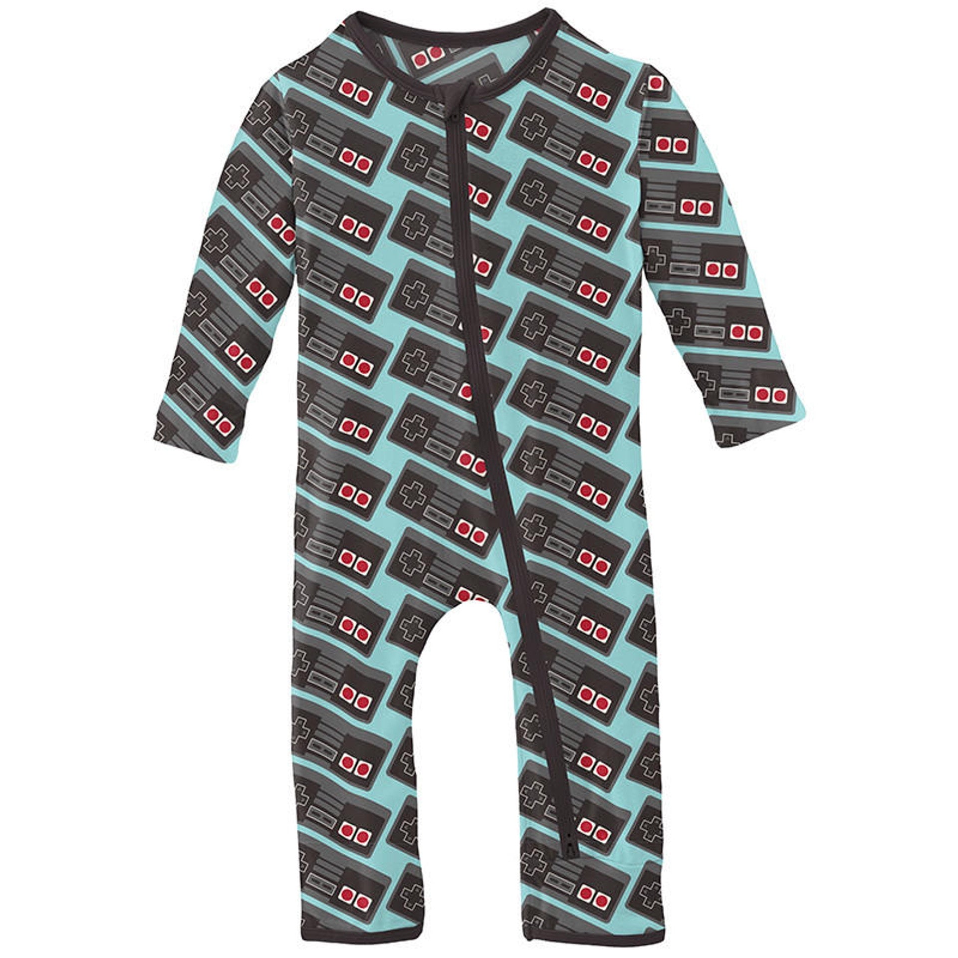 Kickee Summer Sky Retro Game Controller Print Coverall with Zipper