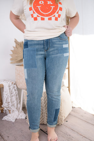 Livvy High Waisted Patches Jeans