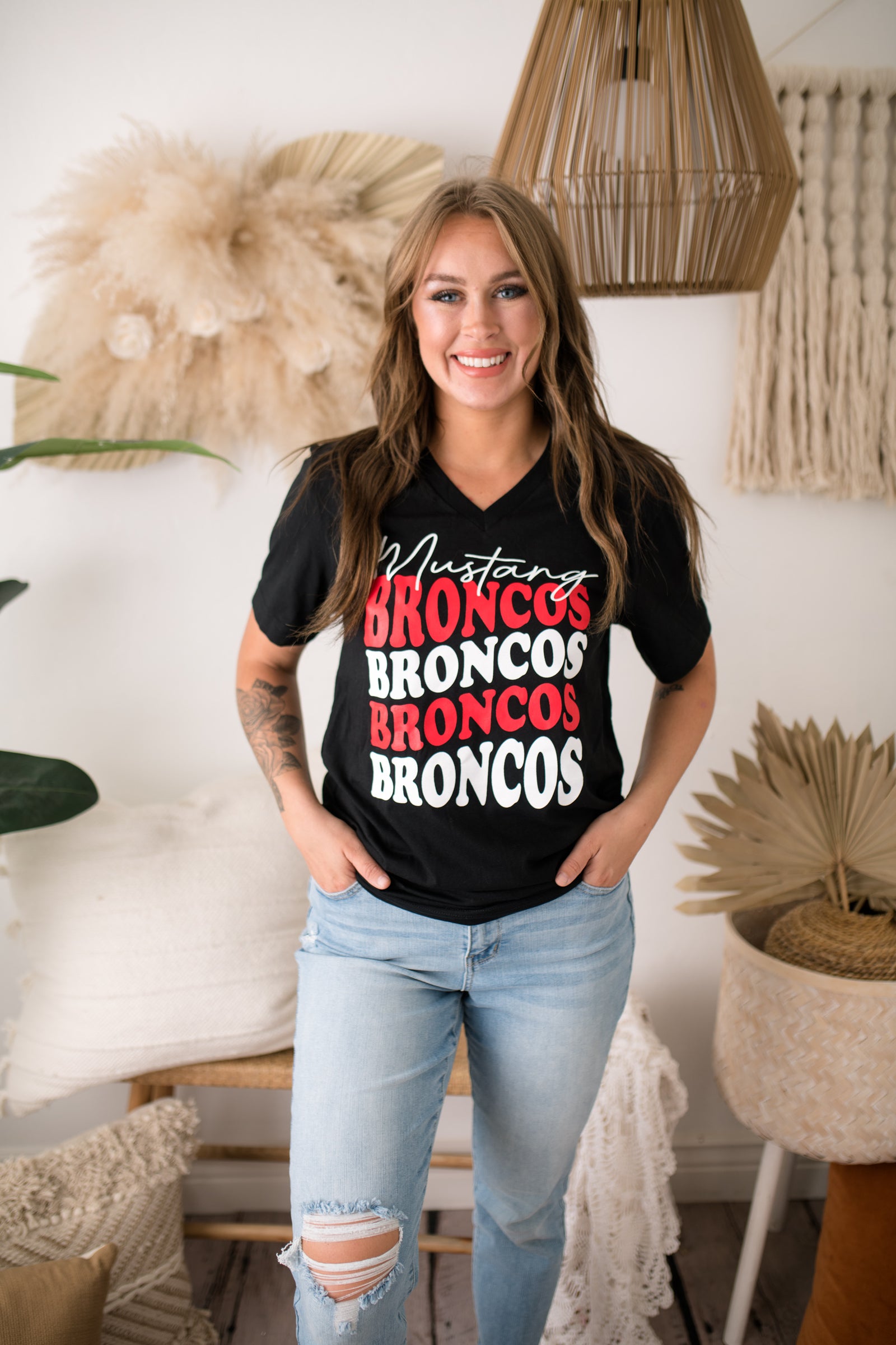 Women's Denver Broncos Orange Mineral Wash T-Shirt