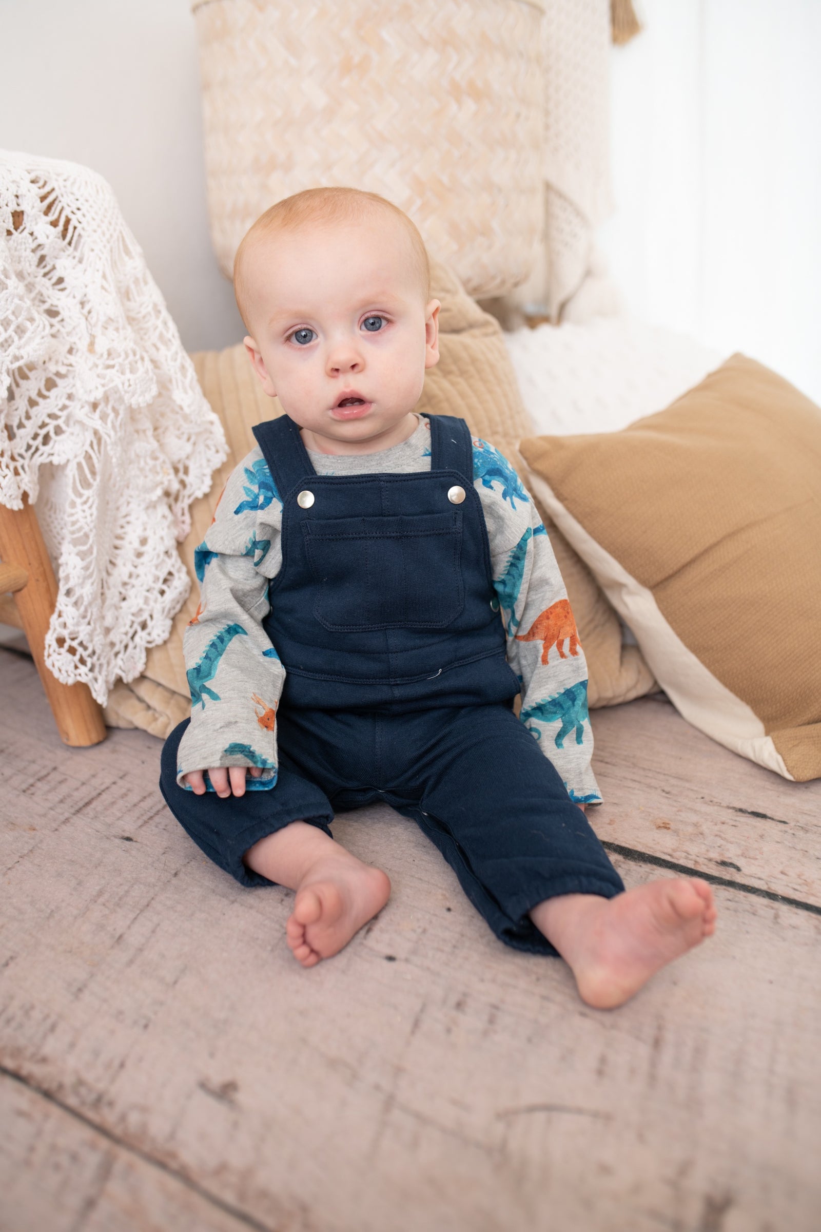 Navy Baby Knit Overalls