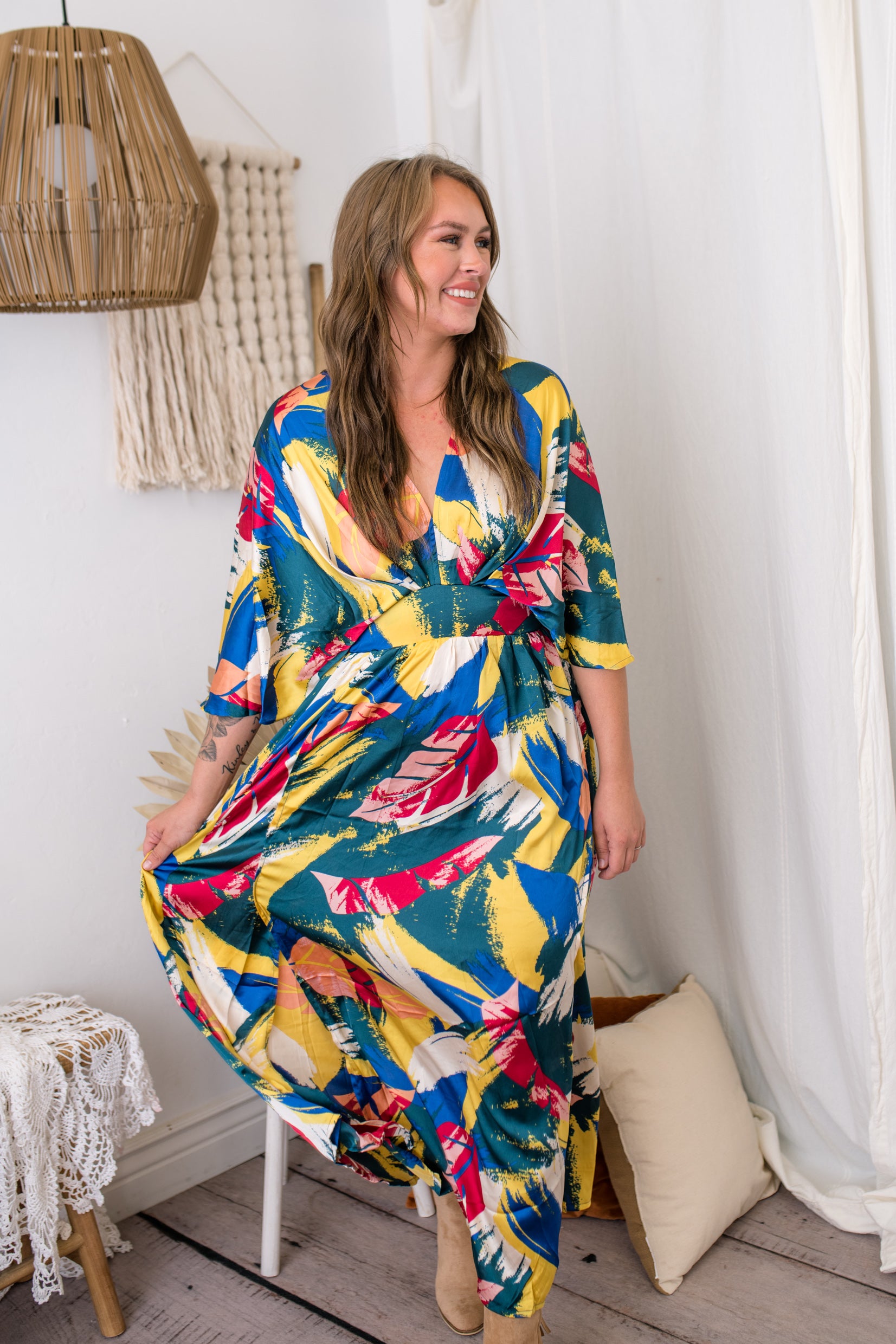 Janice Brushed Stroke Print Dress