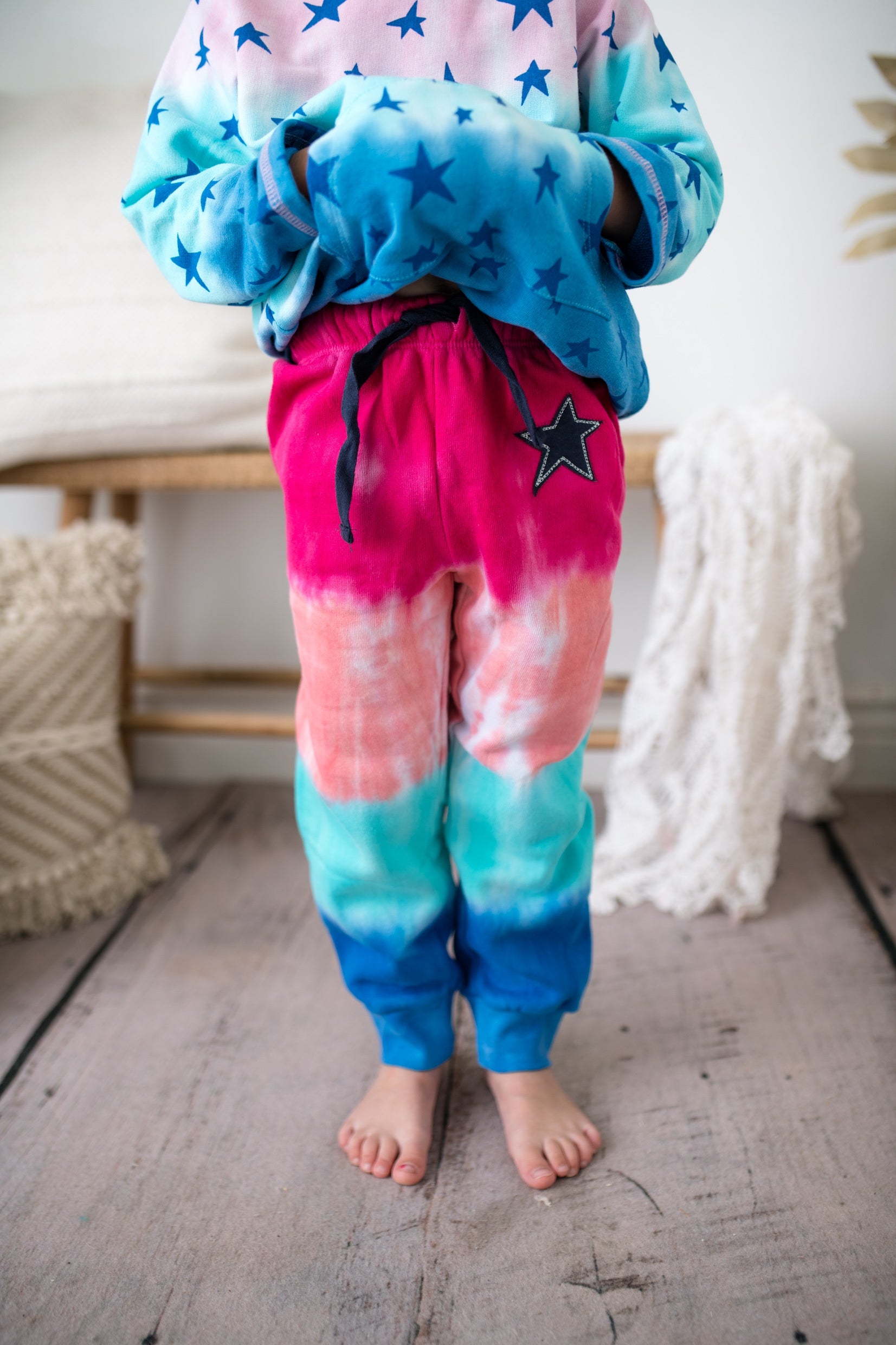 Rainbow Tie Dye Star Joggers