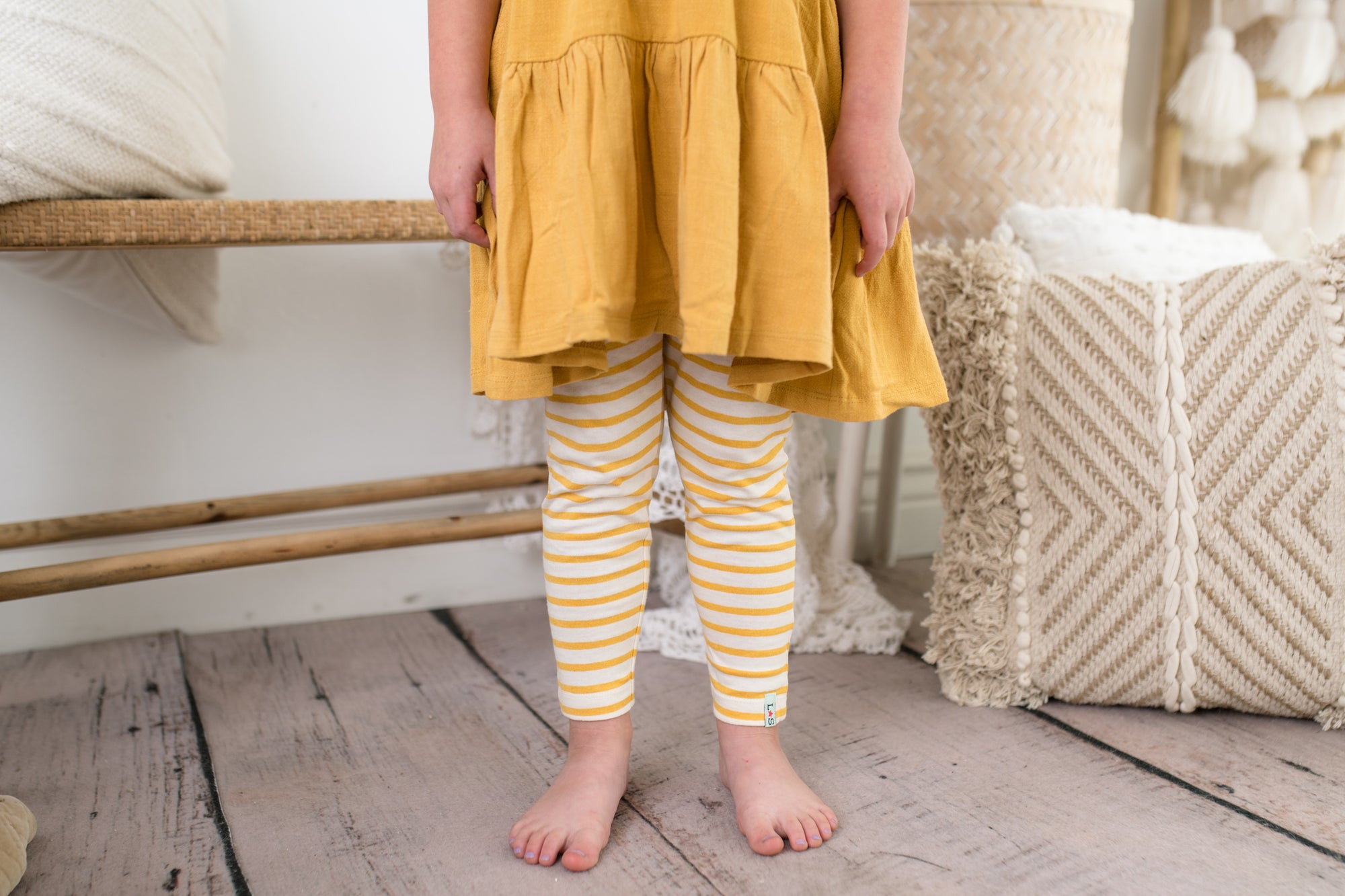 Girl's Yellow Stripe Leggings